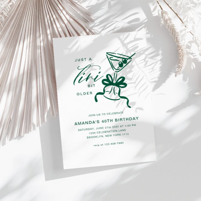 Convites Minimalista Martini Chic Verde Aniversário  (Criador carregado)