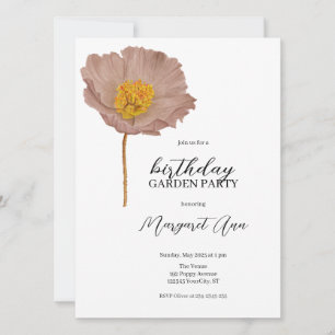Convites Minimalista Mocha Floral Birthday