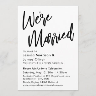 Convites Minimalista Moderna Casados Preto e Branco