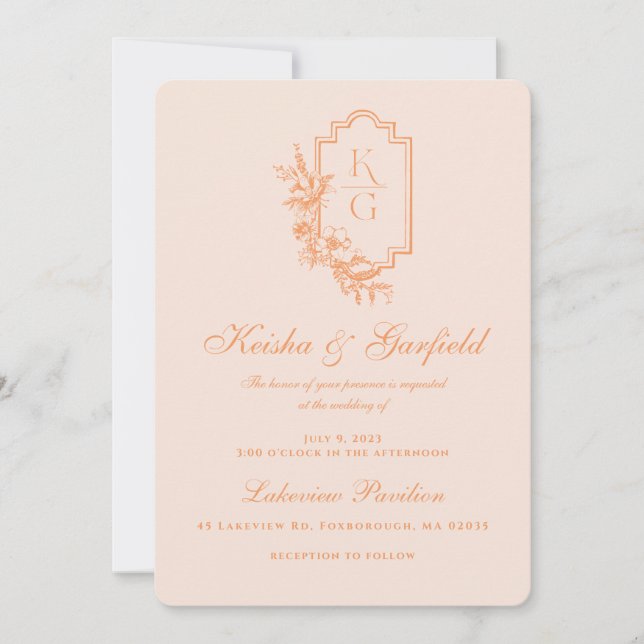 Convites Minimalista Moderno | Casamento em Tons de Rosa e  (Frente)