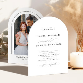 Convites Minimalista Moderno Chic Script Elegante Arco Casa