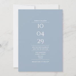 Convites Minimalista Moderno Data de Casamento Azul Empoeir