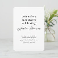 Minimalista Moderno Simples Chá de Bebê Branco