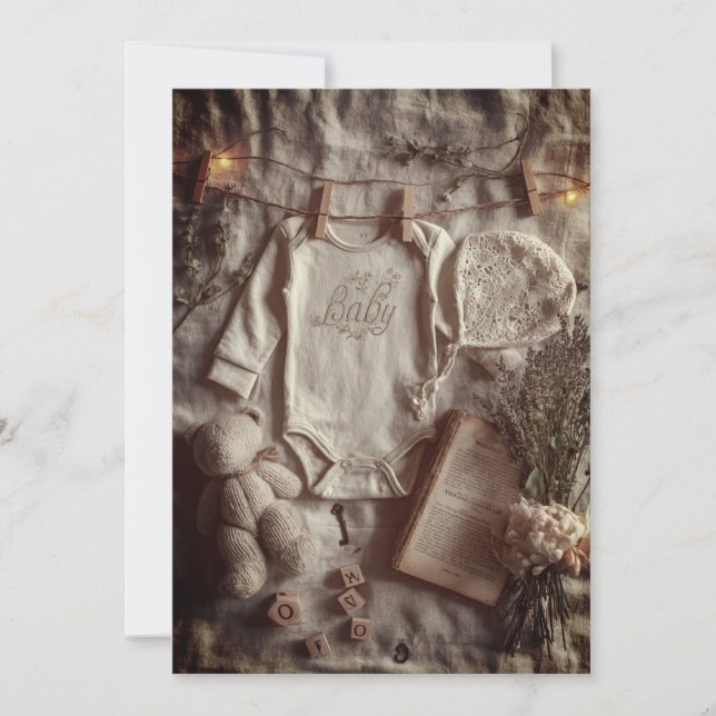 Convites Minimalista & Moderno Sprinkle | Neutro Suave (Frente)