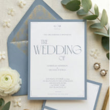 Minimalista Monograma Elegante Casamento Azul Empo