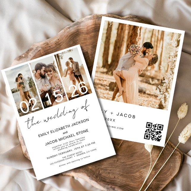 Convites Minimalista O Casamento da Foto Código QR (Criador carregado)
