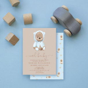 Convites Minimalista Oh Baby Urso Azul Empoeirado Chá de Be
