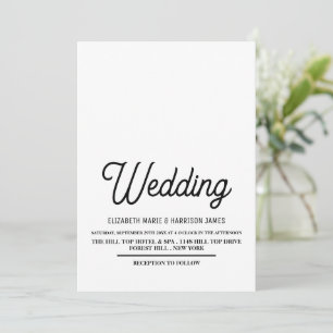 Convites Minimalista - Preto e Branco - Casamento