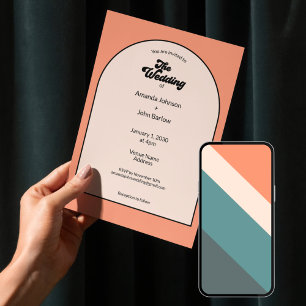 Convites Minimalista Retro Laranja Pastel O Casamento De