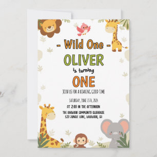 Convites Minimalista Safari da Selva Bebê Aniversário Selva