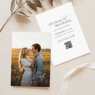 Convites Minimalista Salvar a Data, Foto Boho Salvar a Data