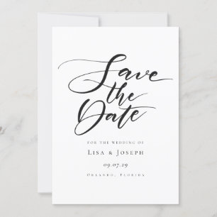 Convites Minimalista Salve o Dia em Preto e Branco com Letr