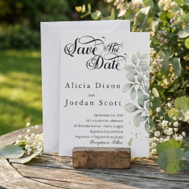 Convites Minimalista Save the Date de Folhas de Eucalipto