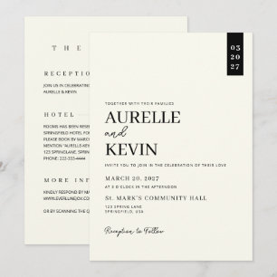 Convites Minimalista Simples Elegante Casamento Código QR M
