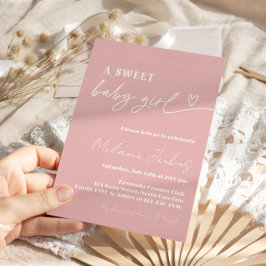Convites Minimalista Um Chá de fraldas De Garota Doce