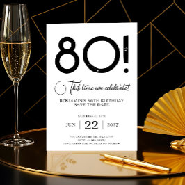 Convites Minimalista Único Salvar A Data 80 Aniversário