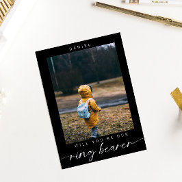 Convites Minimalista Você será meu Ring Bearer Foto Preto