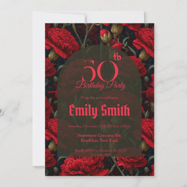 Convites Minimalistic Carnation Flower Birthday Celebration (Frente)