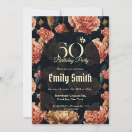 Convites Minimalistic Carnation Sparkle 50Th Birthday