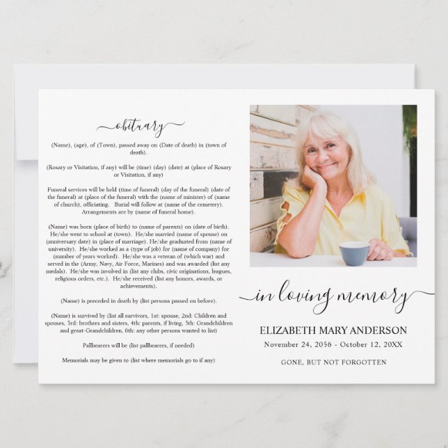 Convites Minimalistic Memorial Funeral (Frente)