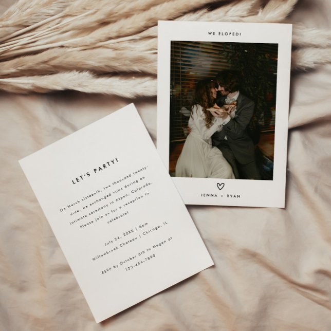 Convites Minimalistic Photo Wedding Elopement & Reception (Criador carregado)
