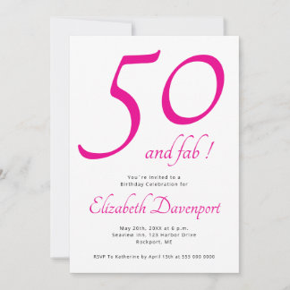 Convites Mínimo 50 e Fab Rosa Aniversário