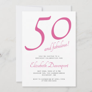 Convites Mínimo 50 e Fabuloso Aniversário Rosa