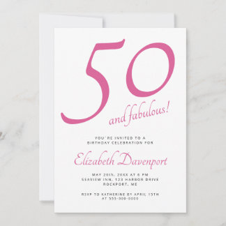 Convites Mínimo 50 e Fabuloso Aniversário Rosa