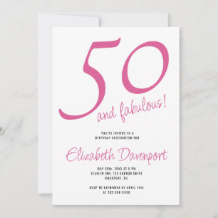 Convites Mínimo 50 e Fabuloso Aniversário Rosa