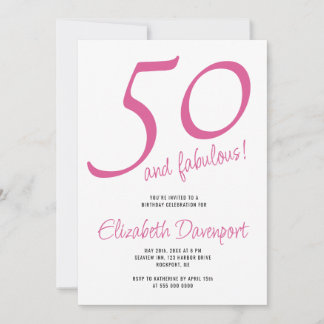 Convites Mínimo 50 e Fabuloso Aniversário Rosa