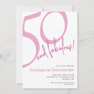 Convites Mínimo 50 e Fabuloso Aniversário Rosa
