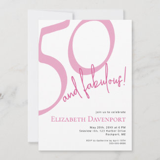 Convites Mínimo 50 e Fabuloso Aniversário Rosa