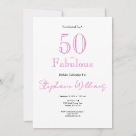 Convites Mínimo 50 e Fabuloso Rosa Aniversário de 50 anos