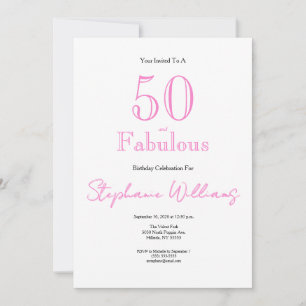 Convites Mínimo 50 e Fabuloso Rosa Aniversário de 50 anos