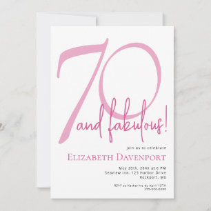 Convites Mínimo 70 e Fabuloso Aniversário Rosa