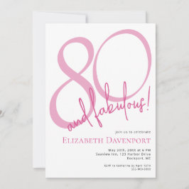 Convites Mínimo 80 e Fabuloso Aniversário Rosa