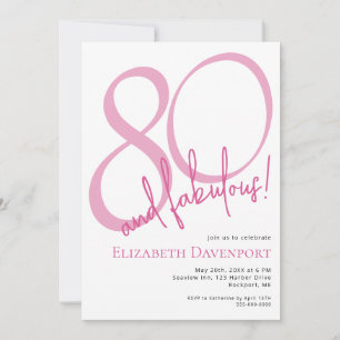 Convites Mínimo 80 e Fabuloso Aniversário Rosa