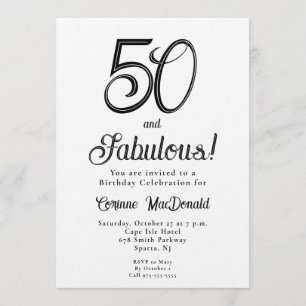 Convites Mínimo Cinquenta e Fabuloso Aniversário de 50 anos