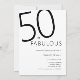 Convites Mínimo Cinquenta e Fabuloso Aniversário de 50 anos