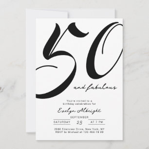 Convites Mínimo Cinquenta e Fabuloso Aniversário de 50 anos