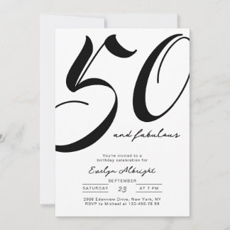 Convites Mínimo Cinquenta e Fabuloso Aniversário de 50 anos