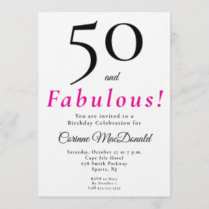 Convites Mínimo Cinquenta e Fabuloso Aniversário de 50 anos