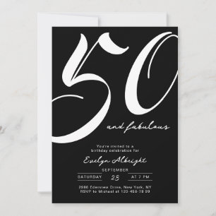 Convites Mínimo Cinquenta e Fabuloso Aniversário de 50 anos