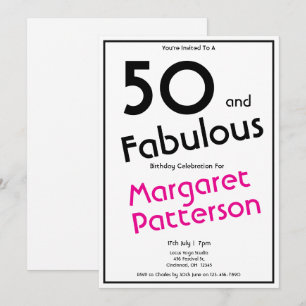 Convites Mínimo Cinquenta e Fabuloso Aniversário de 50 anos