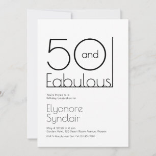 Convites Mínimo Cinquenta e Fabuloso Aniversário de 50 anos