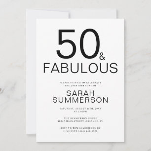 Convites Mínimo Cinquenta e Fabuloso Aniversário de 50 Anos