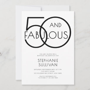 Convites Mínimo Cinquenta e Fabuloso Aniversário de 50 anos