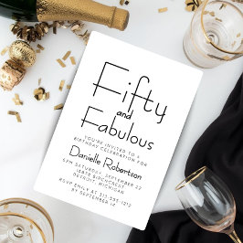 Convites Mínimo Cinquenta e Fabuloso Aniversário de 50 anos