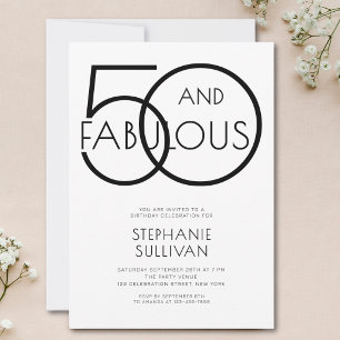 Convites Mínimo Cinquenta e Fabuloso Aniversário de 50 anos