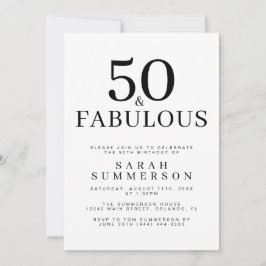 Convites Mínimo Cinquenta e Fabuloso Aniversário de 50 anos
